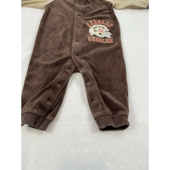 Carter's 1-Piece Brown Romper 9Mo Football Cuddler, soft Super Fun - Picture 3 of 5